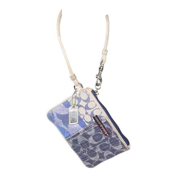 Coach Blue and Cream Wristlet - Picture 1 of 10